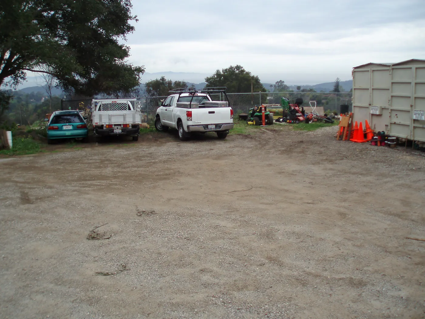 View looking south from upper parking area