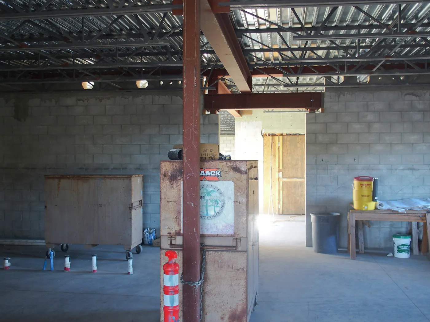 Pritzlaff Conservation Center construction, ground floor common area, looking towards lobby