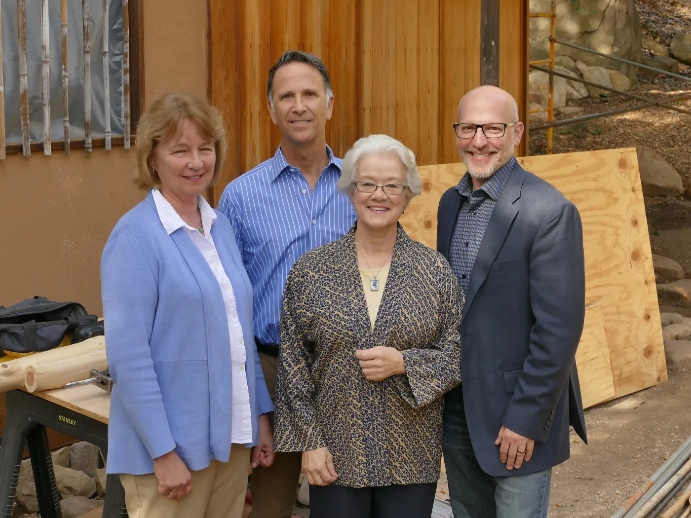 Alice Esbenshade Burke, Tom Craveiro, Linda Mathews and Steve Windhager at launch of 2017-2017 Teahouse repairs and improvements fundraising campaign.