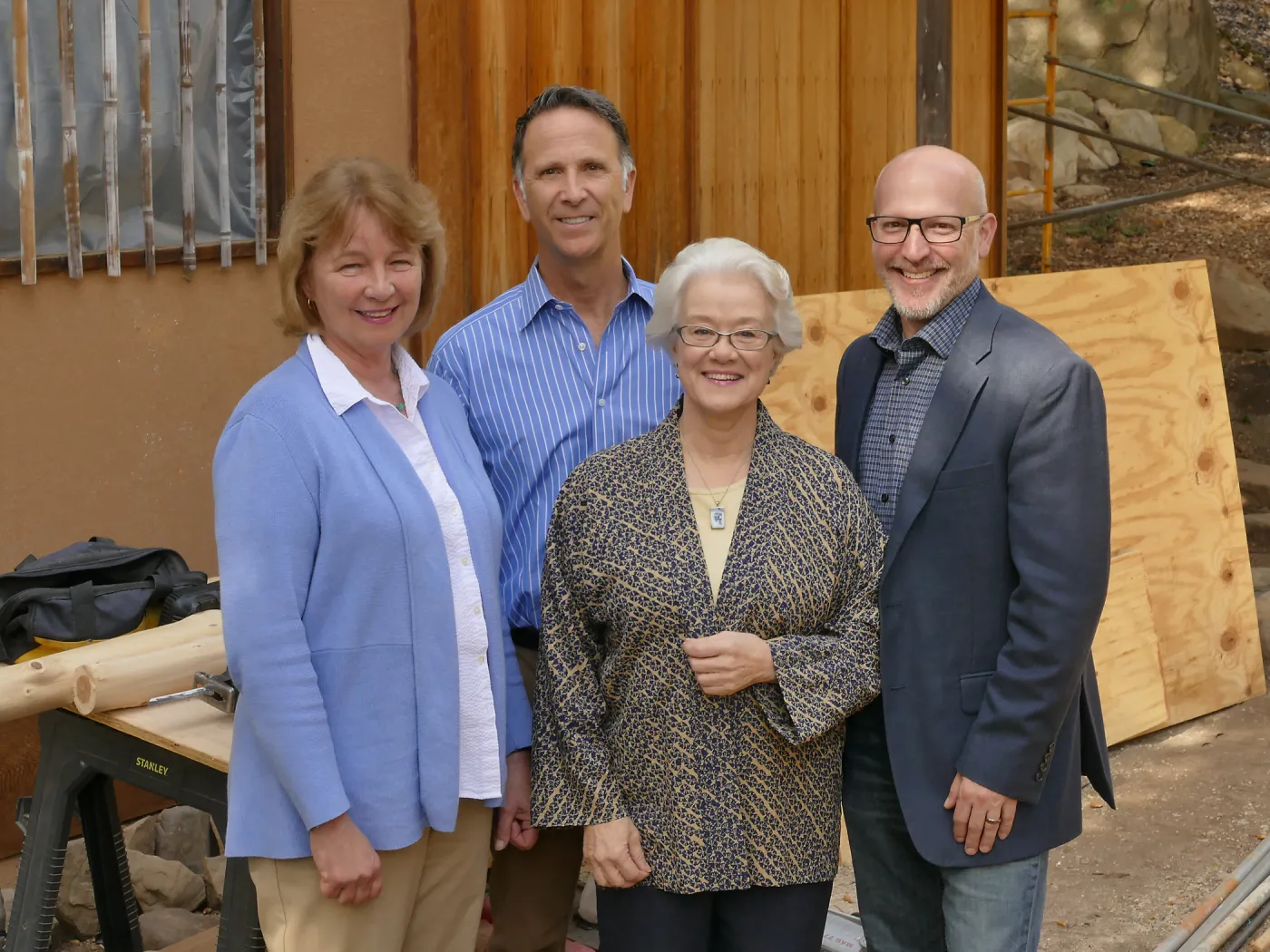 Alice Esbenshade Burke, Tom Craveiro, Linda Mathews and Steve Windhager at launch of 2017-2017 Teahouse repairs and improvements fundraising campaign.