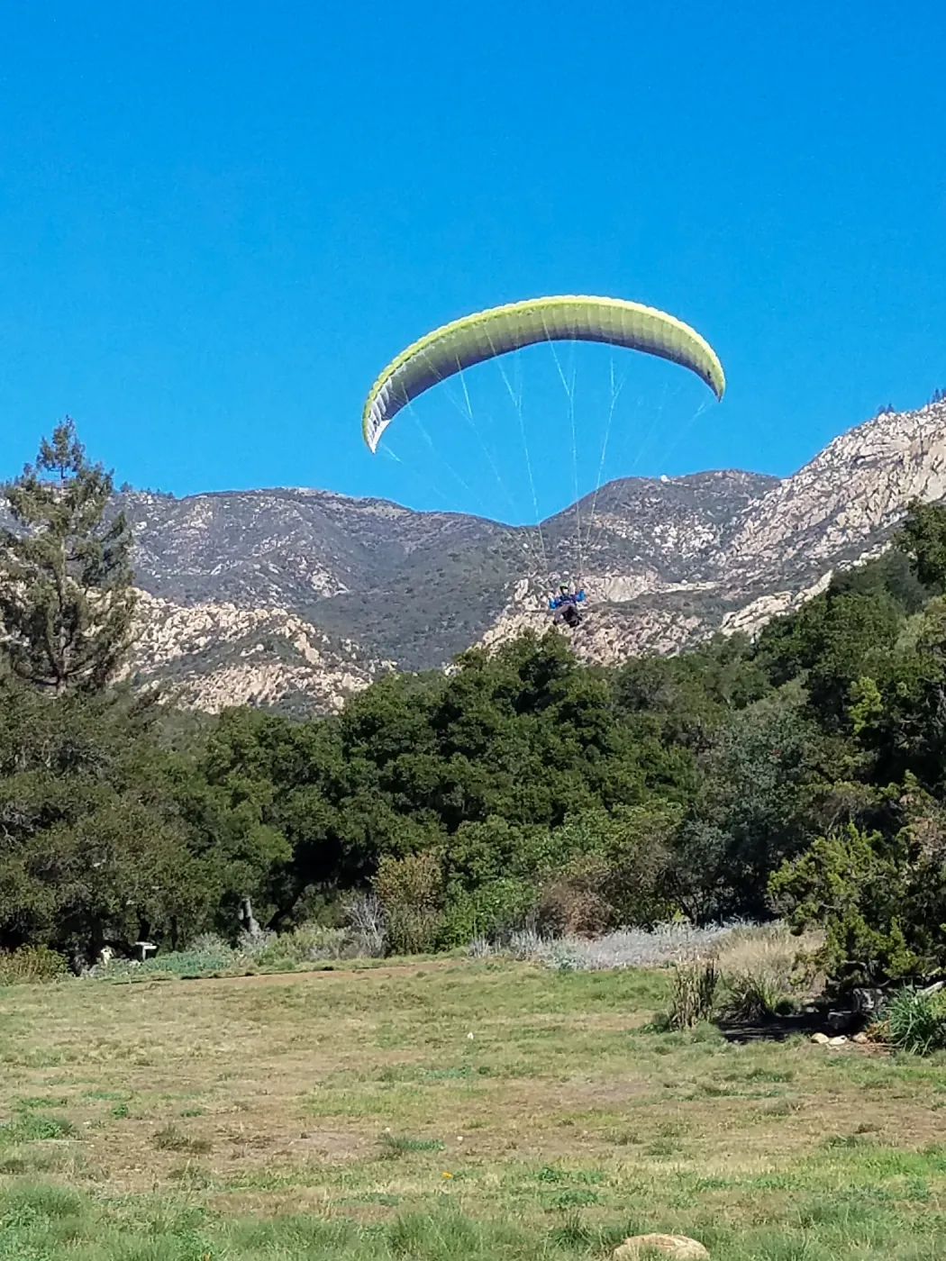 Hang glider landing in Meadow