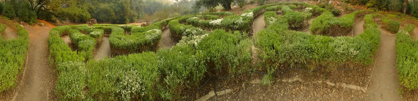Centennial Maze in smoke from Thomas Fire