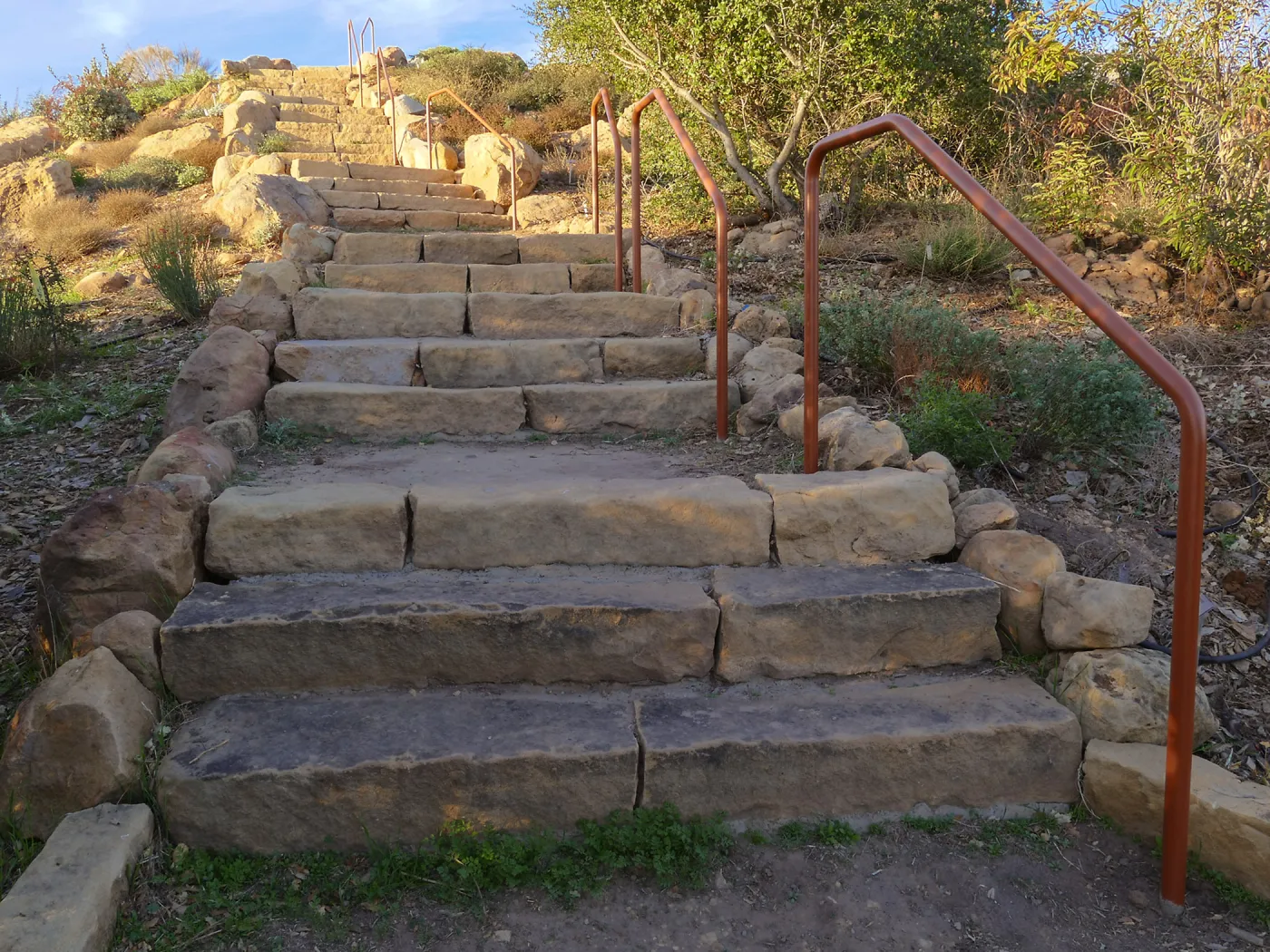 New railing at Island View Garden south steps