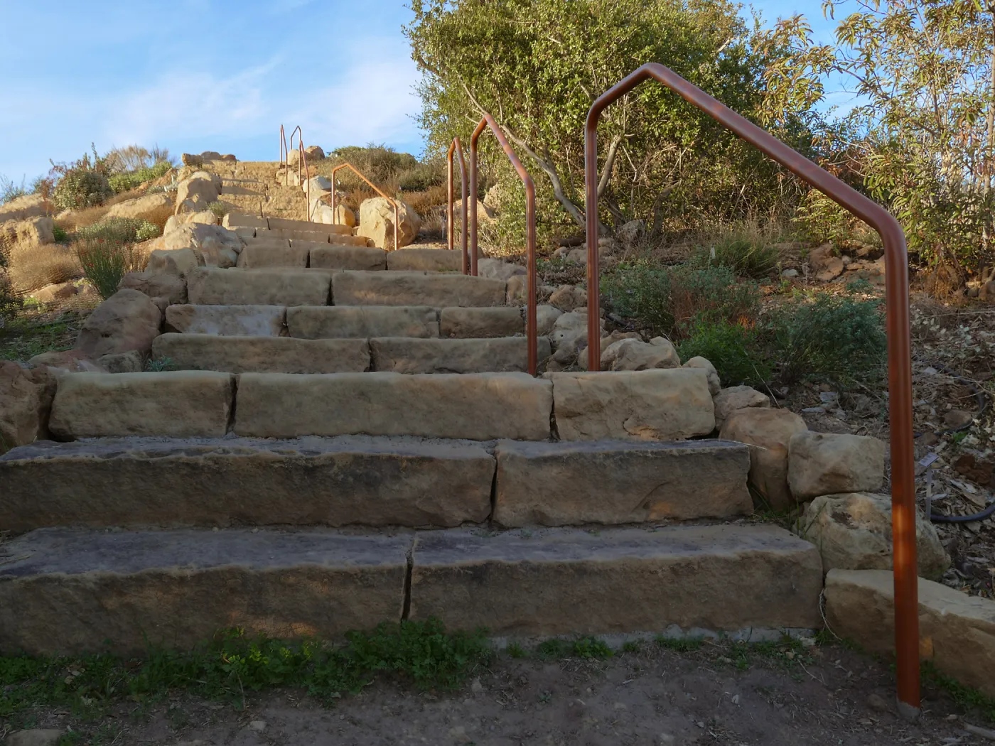New railing at Island View Garden south steps