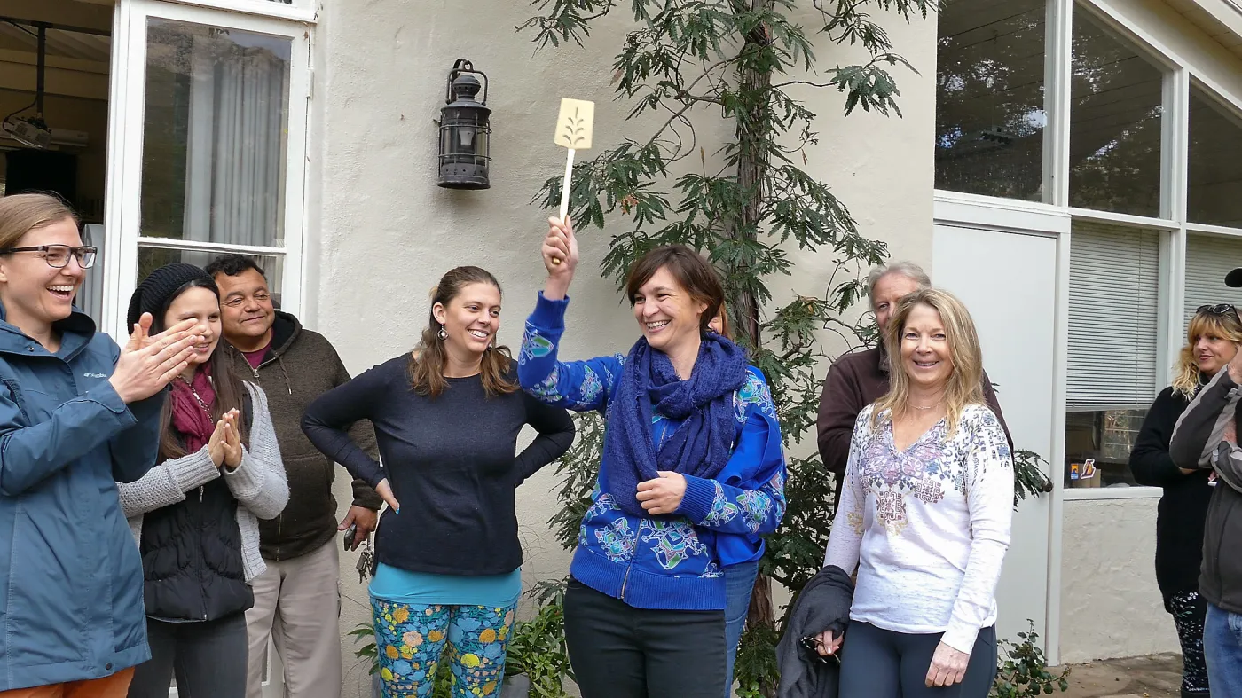 Pancake Day 2018, winning pankake race team.