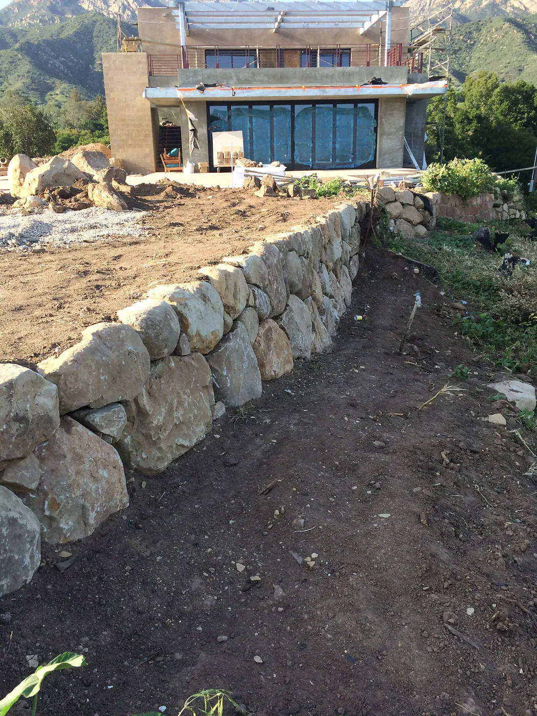 Reconstruction of east side wall at the Conservation Center