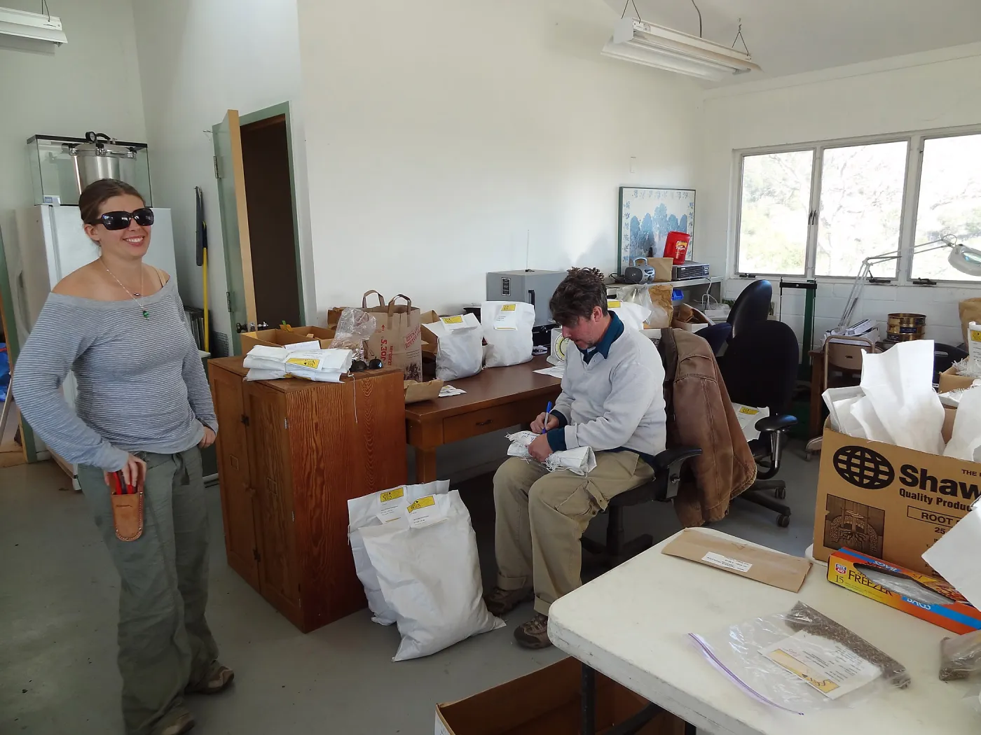 Seed Bank at Horticulture unit, Heather Wehnau and Bruce Reed