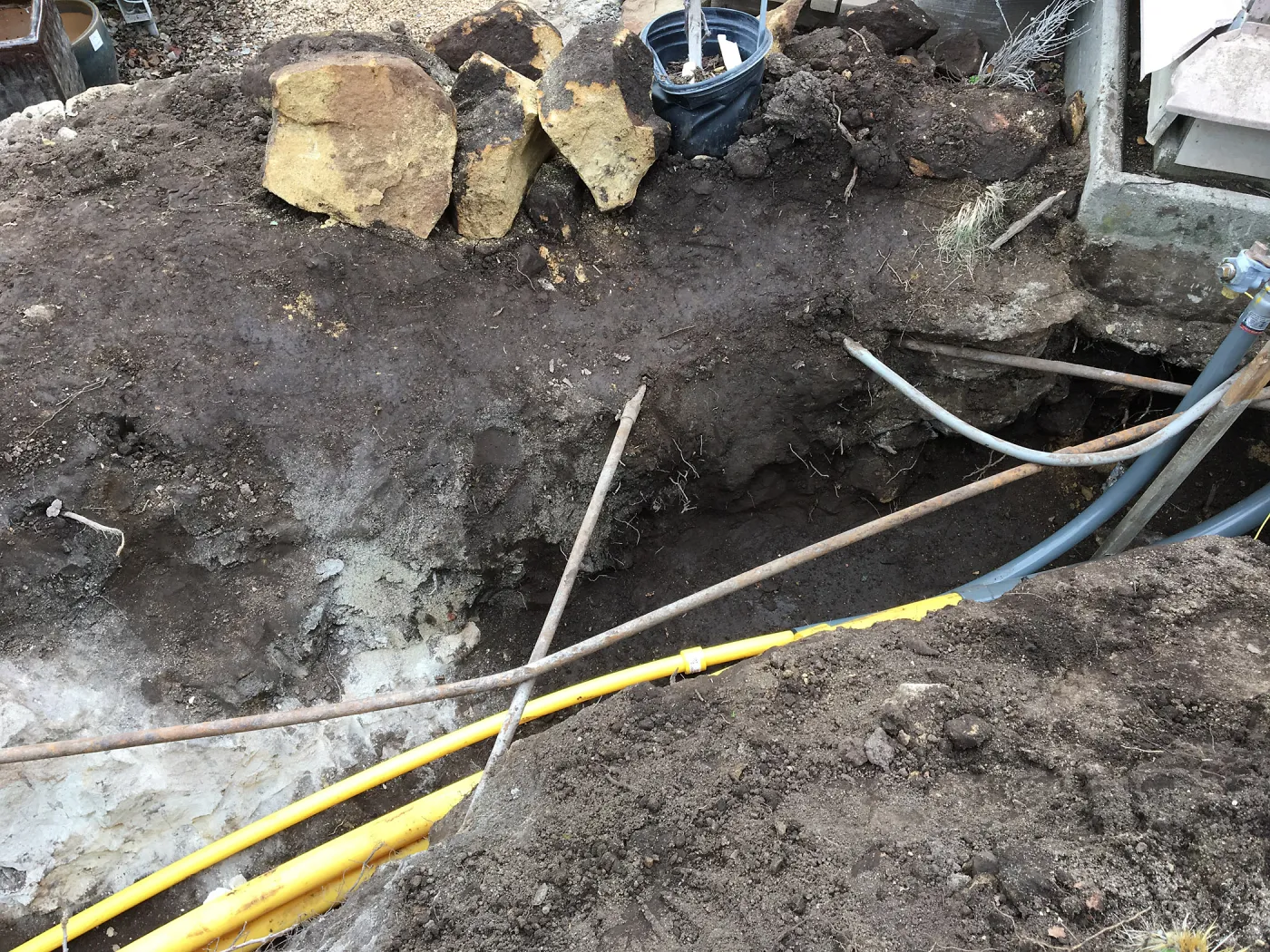 Work on new gas line in Courtyard, northeast corner of Lath House