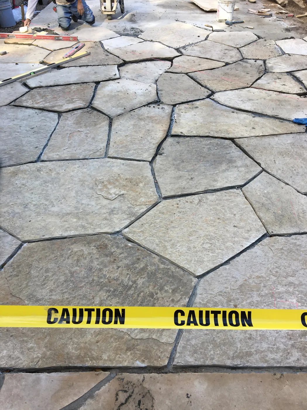 New flagstone installation in Courtyard
