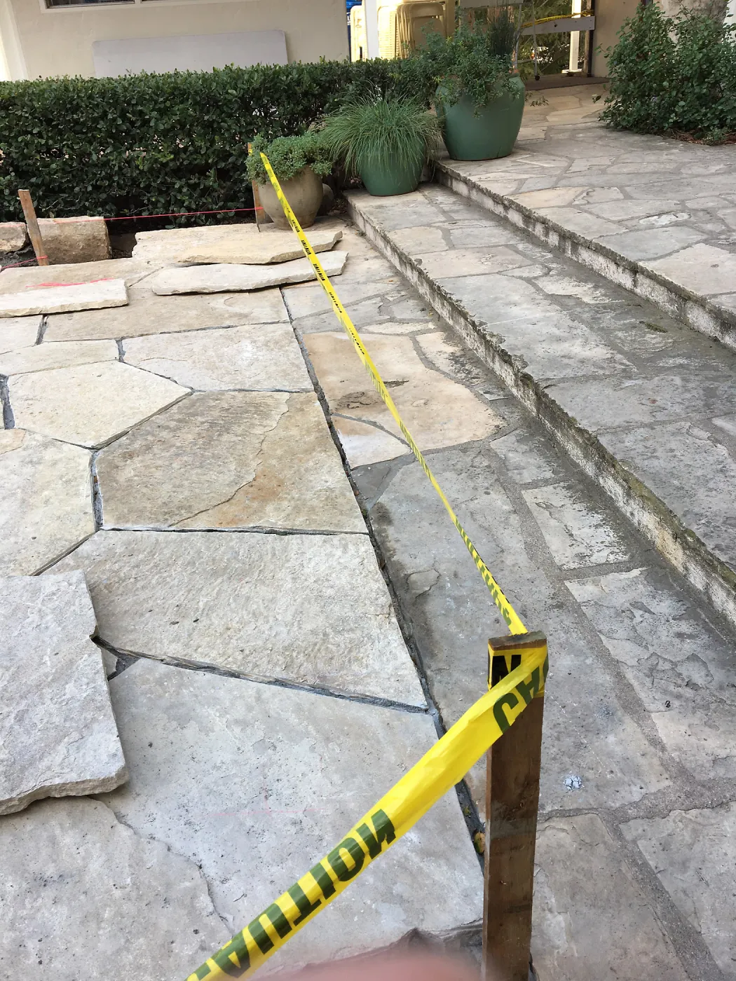 New flagstone installation in Courtyard