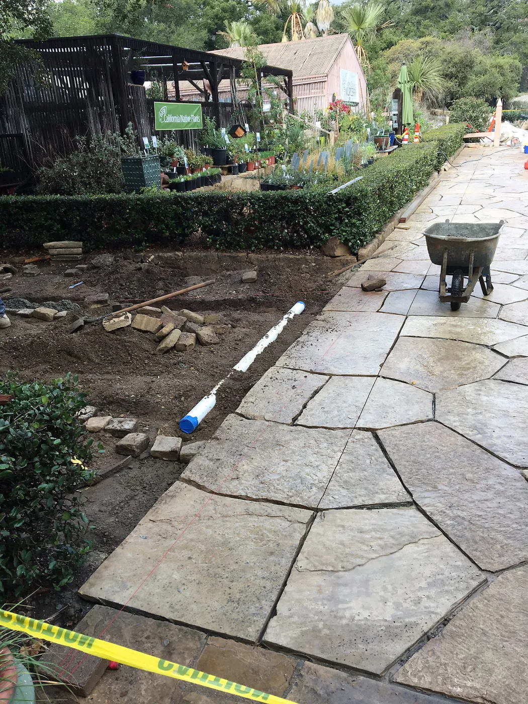 Courtyard flagstone walkway installation