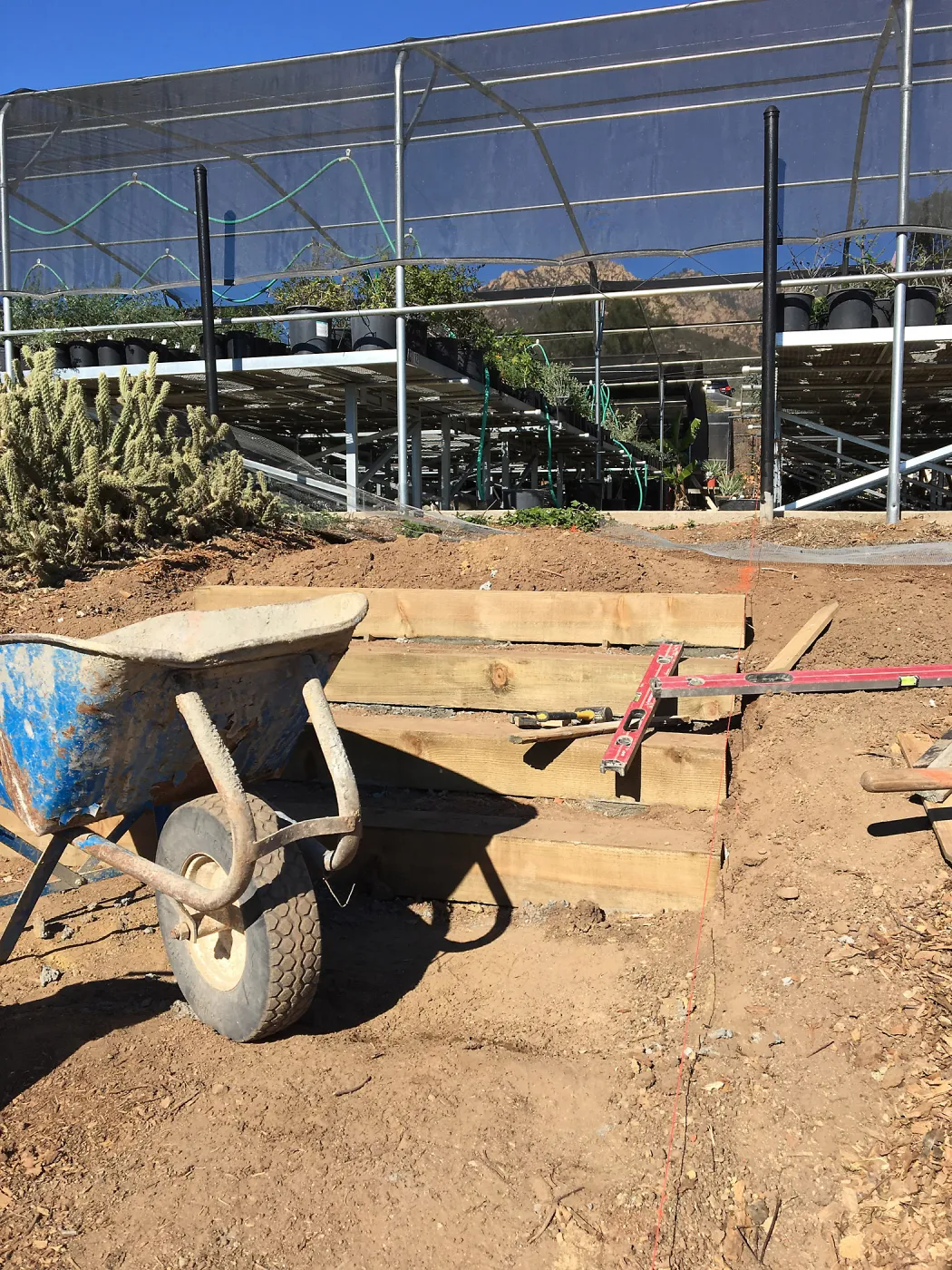 Work at the Garden Growers Canyard, new steps from Nursery