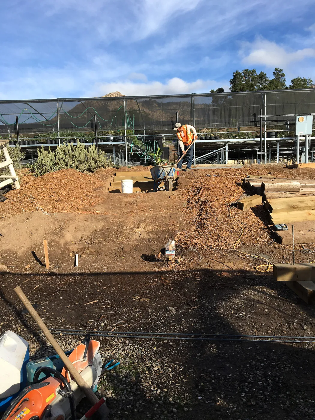 Work at the Garden Growers Canyard, new steps from Nursery