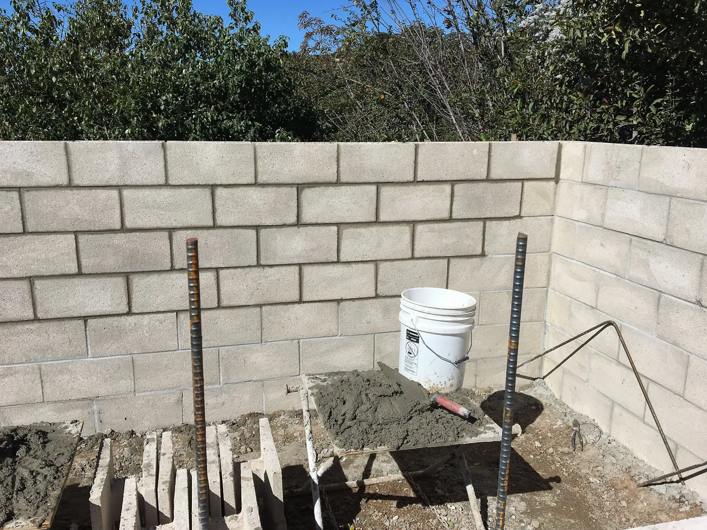 Construction of soil bins in upper parking lot
