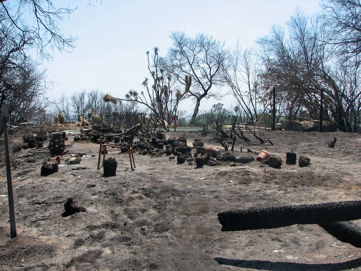Pool and garden area at south end of Gane House site after Jesusita Fire