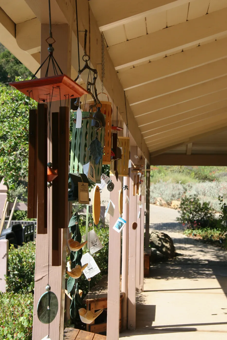 Wind chimes outside Garden Shop