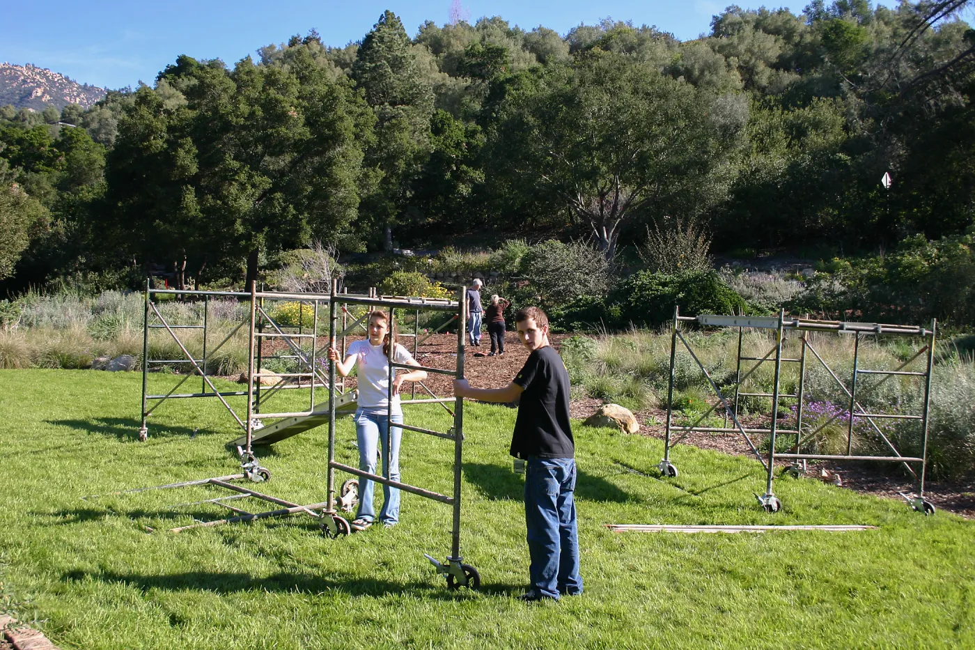 Toad Hall Construction, setting up scaffolding