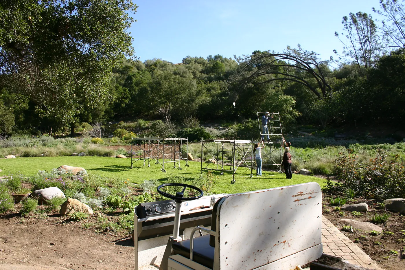 Toad Hall Construction, setting up scaffolding