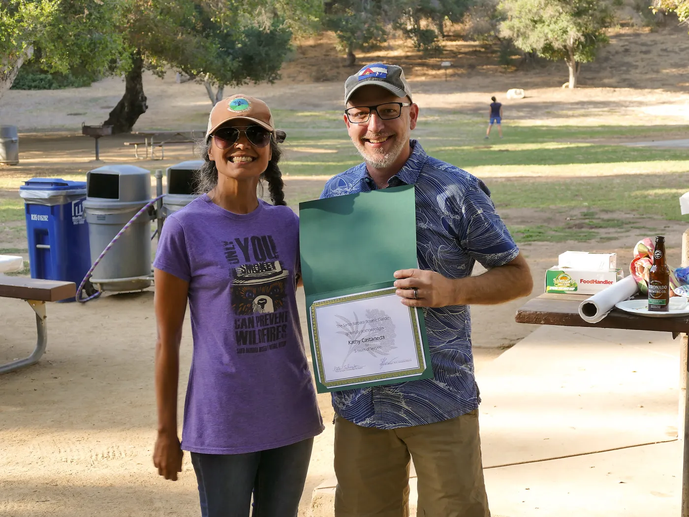 SBBG Staff Picnic 2018, Kathy Castaneda 5-year service award