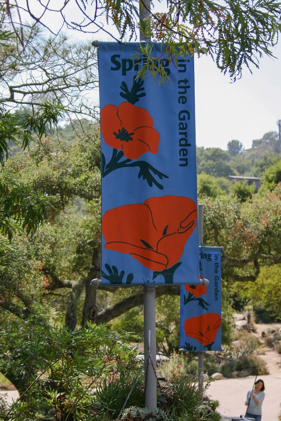 Pole banner at visitor entrance