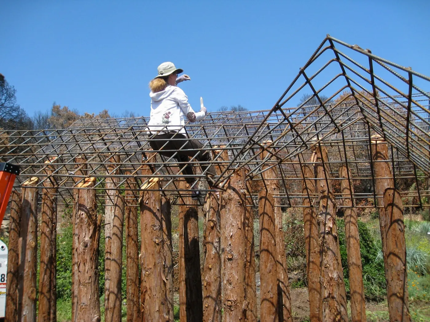 Construction of Herb Parker's â€˜Haven' labyrinth, Lisa Bogart at work