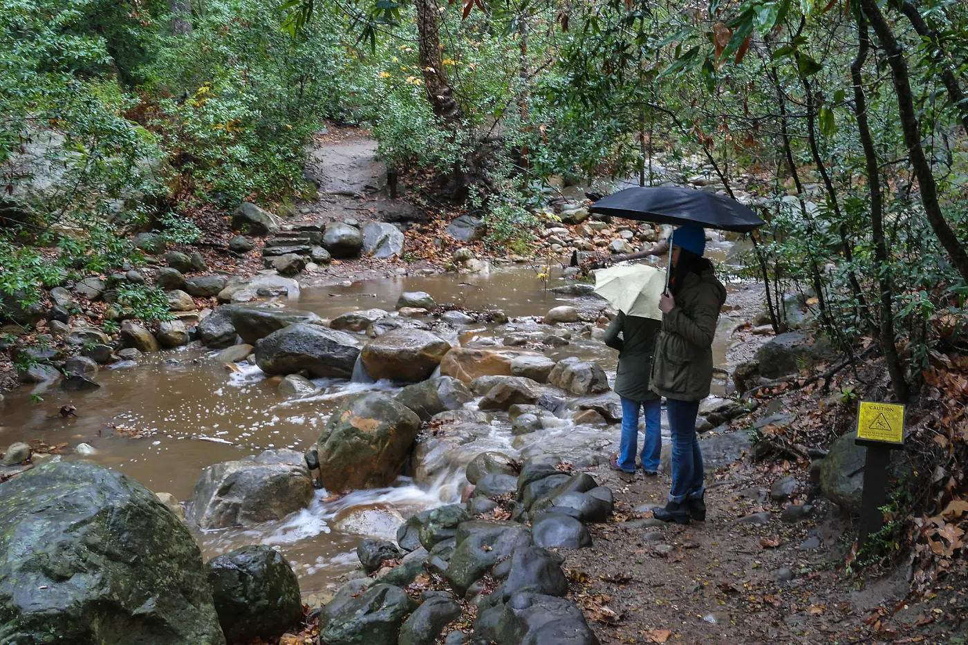 Mission Creek at lower crossing during rainstorm