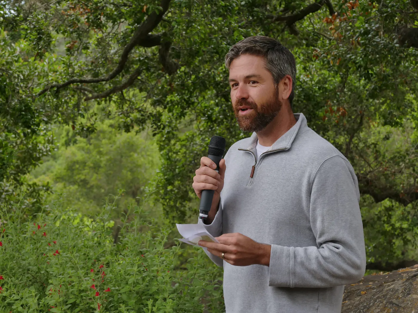 Volunteer Luncheon 2019, Matt Guilliams announcing Unsung Hero Award to the Herbarium Specimen Mounting Team