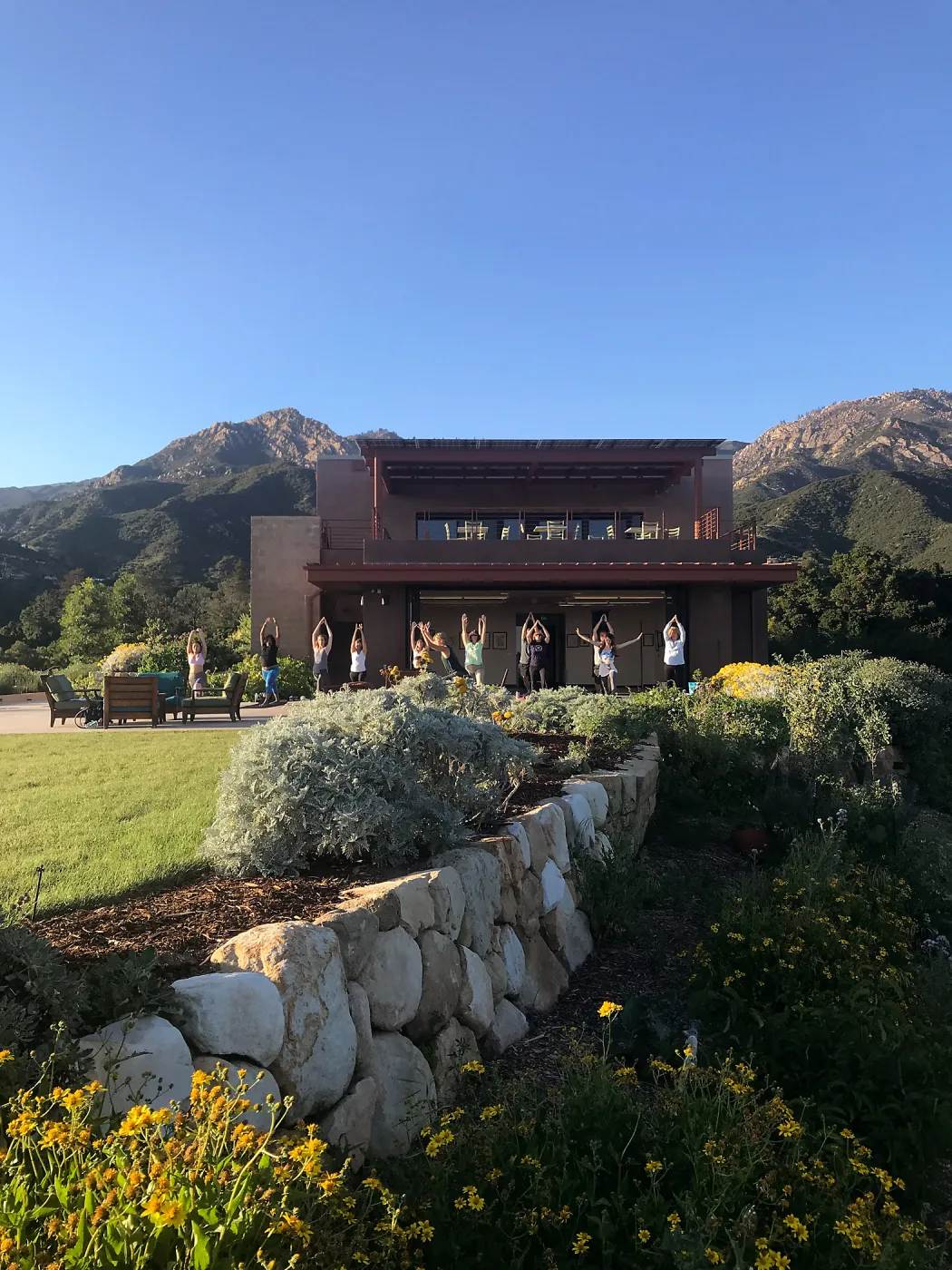 Yoga in the Garden class taught by Michelle Rousseau