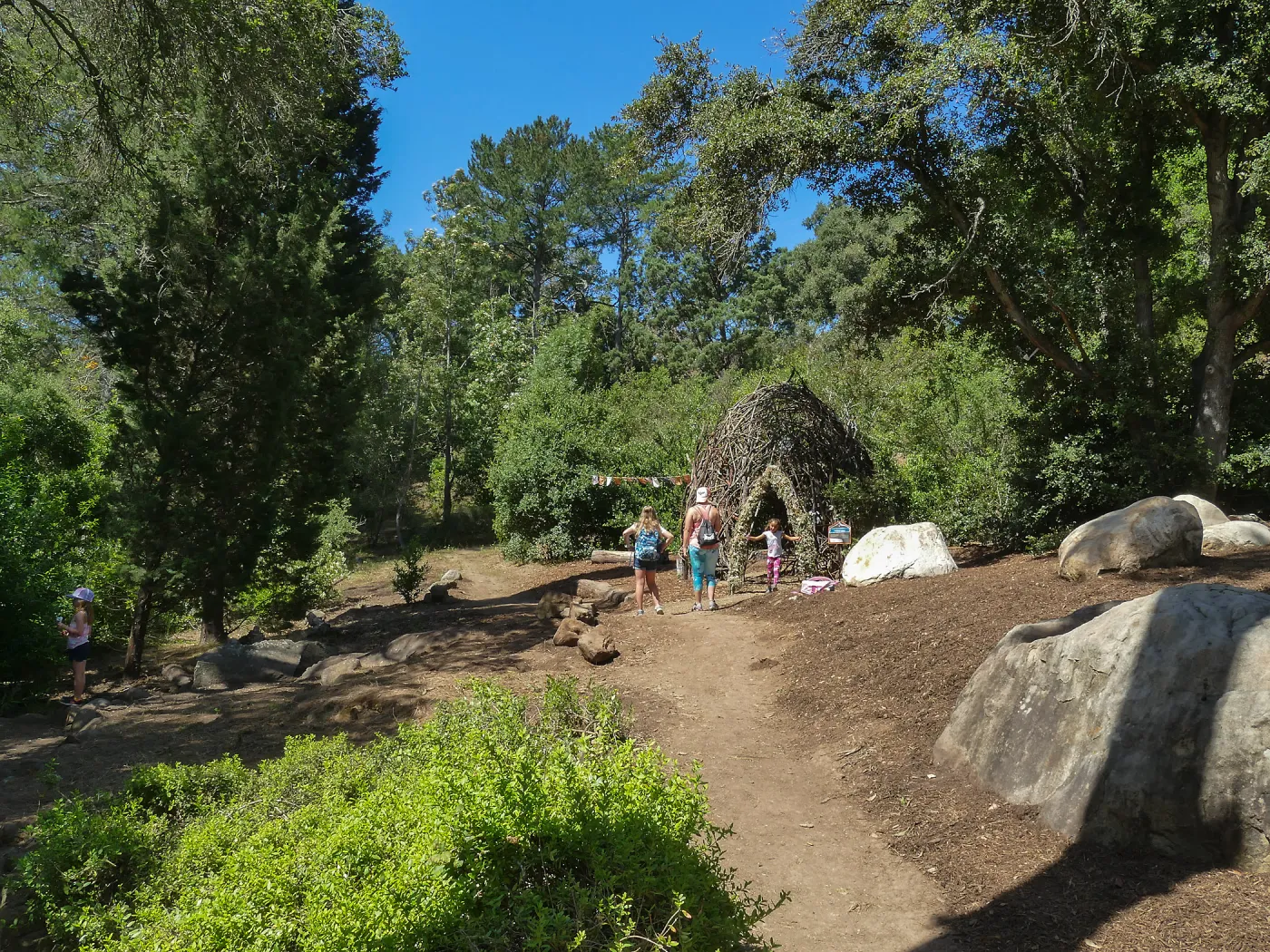 Family visiting the Woodrat House casita