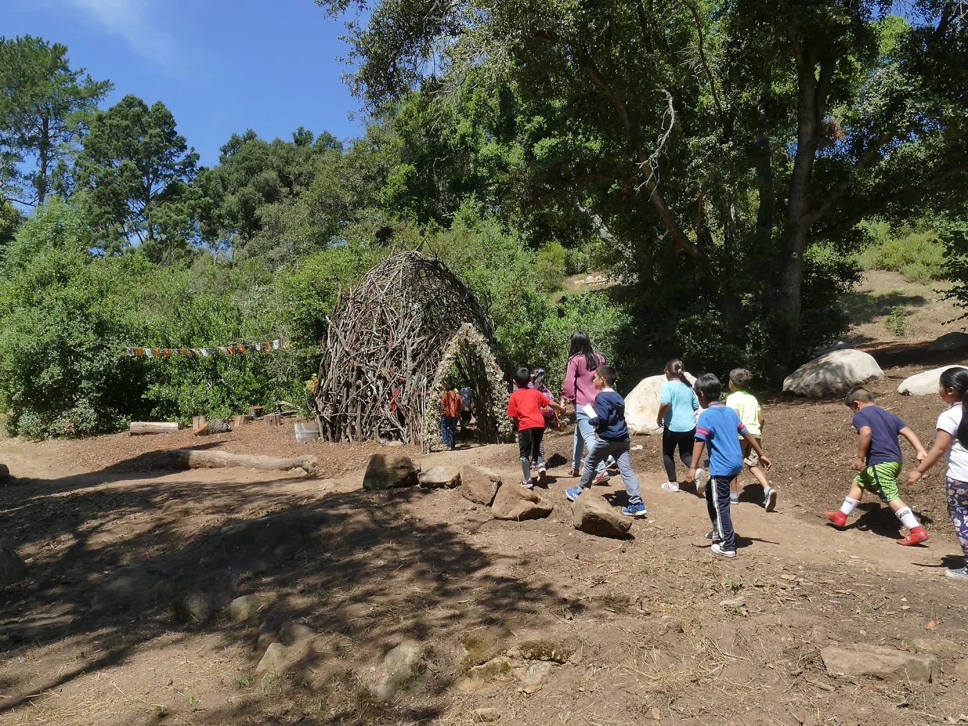 Children from the Santa Barbara Unified School District Expanded Learning Center at the Woodrat House casita