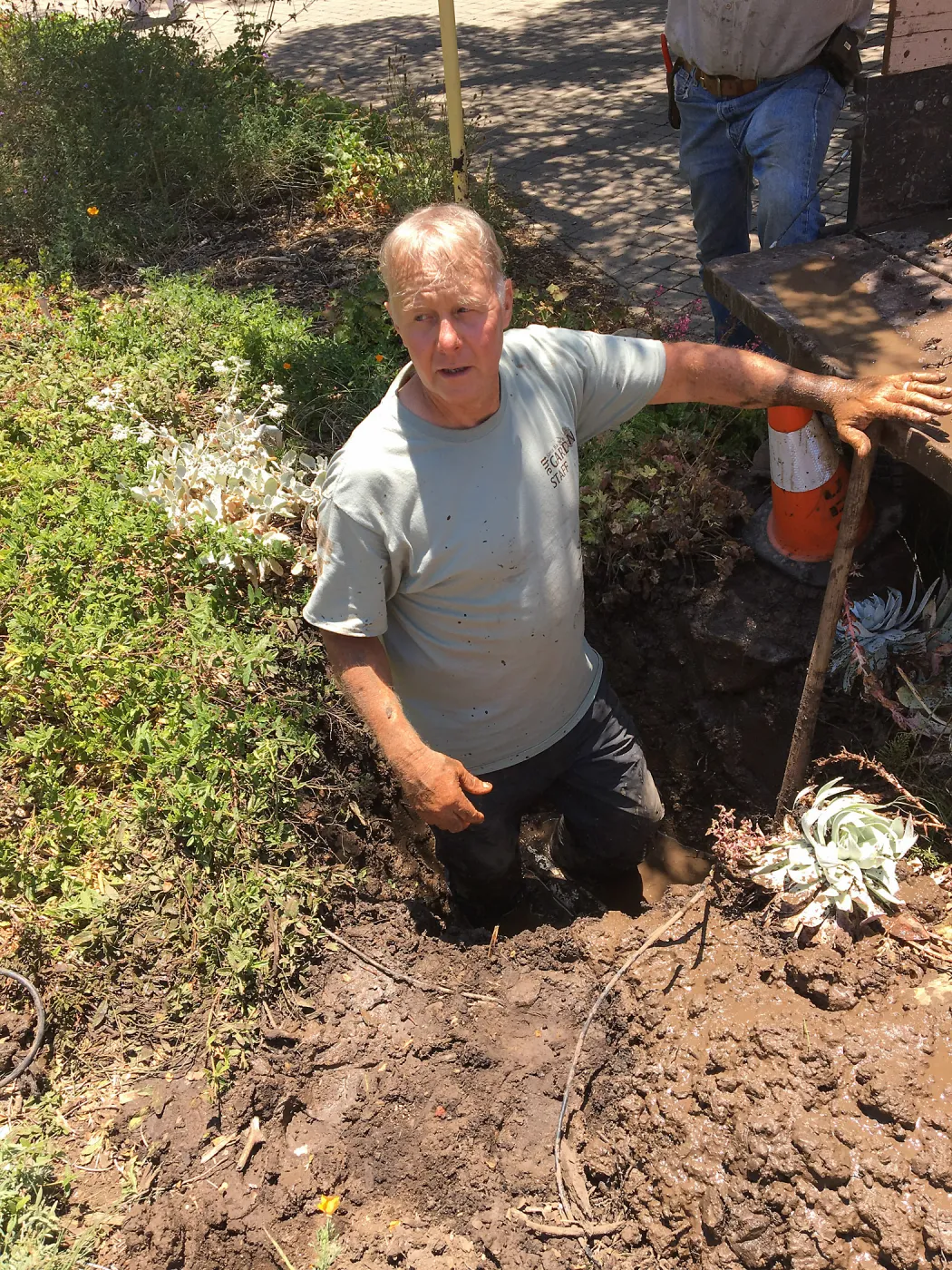 Water leak at entrance, Dave Kershaw & Manny Gonzalez