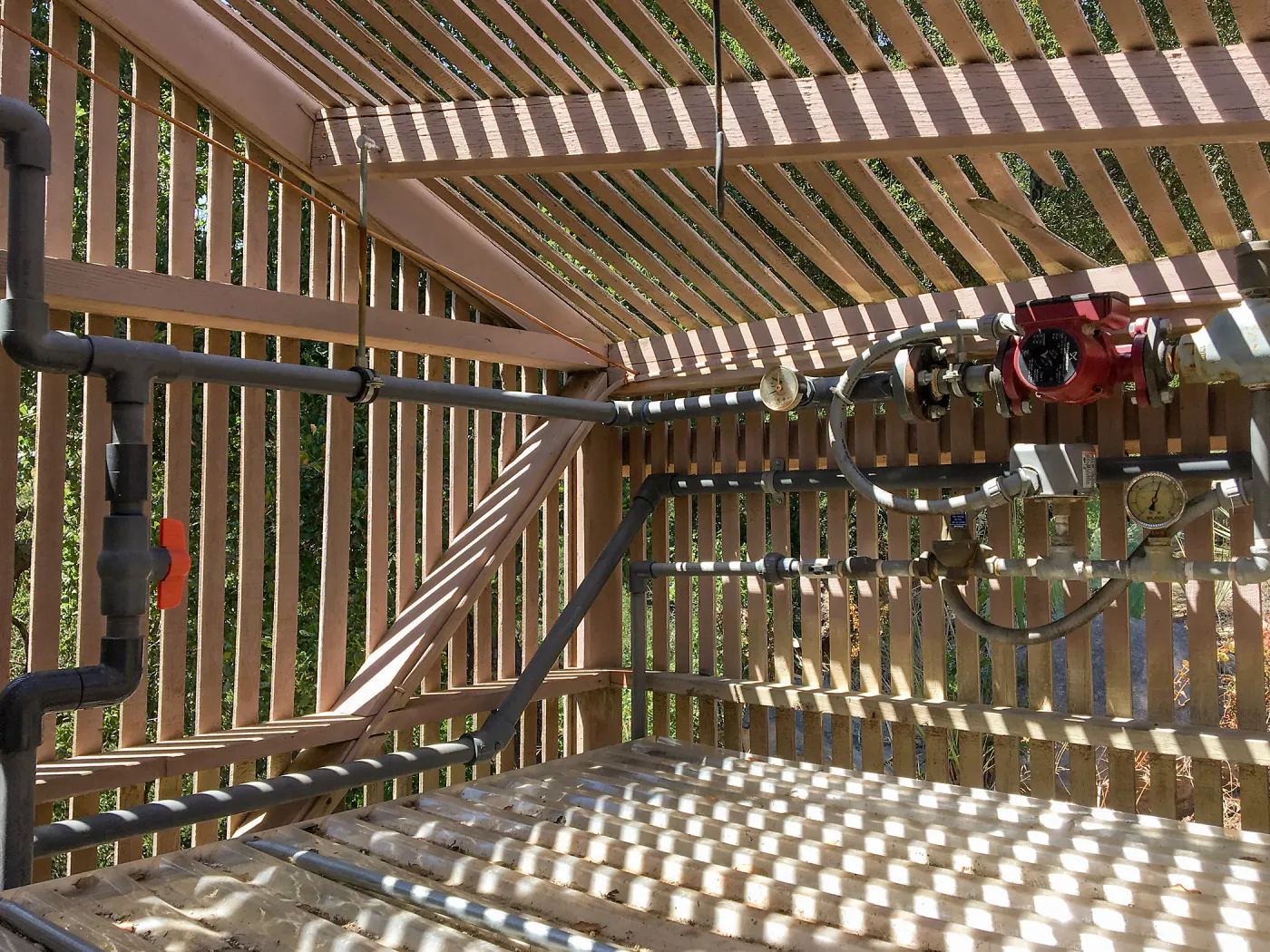 Repair of Garden Growers Lath House, northwest corner, bed heater controls