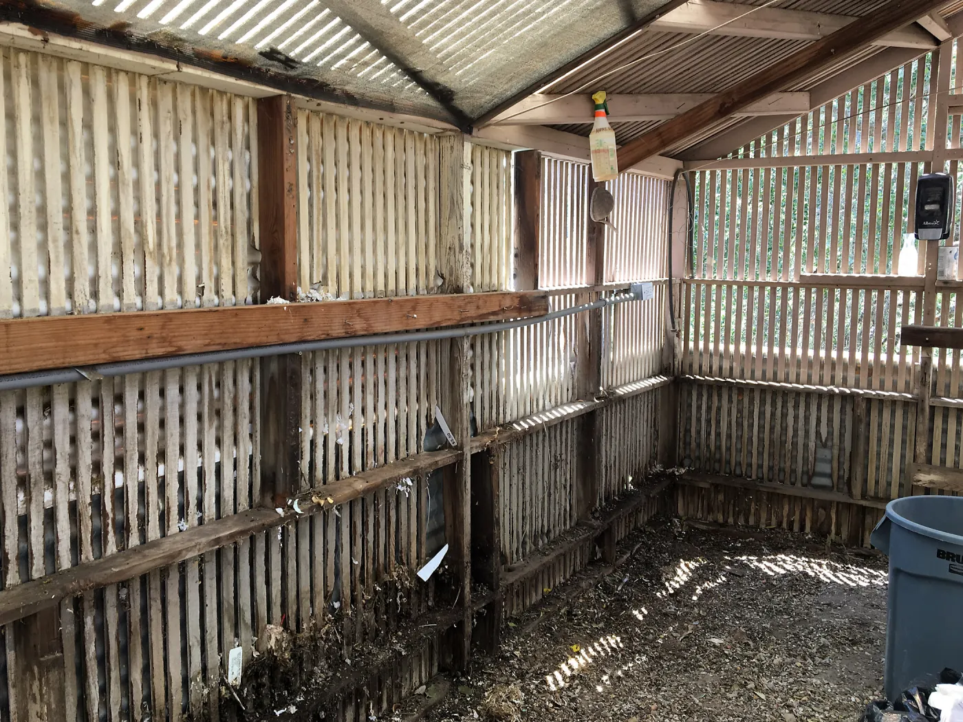 Repair of Garden Growers Lath House, southwest corner