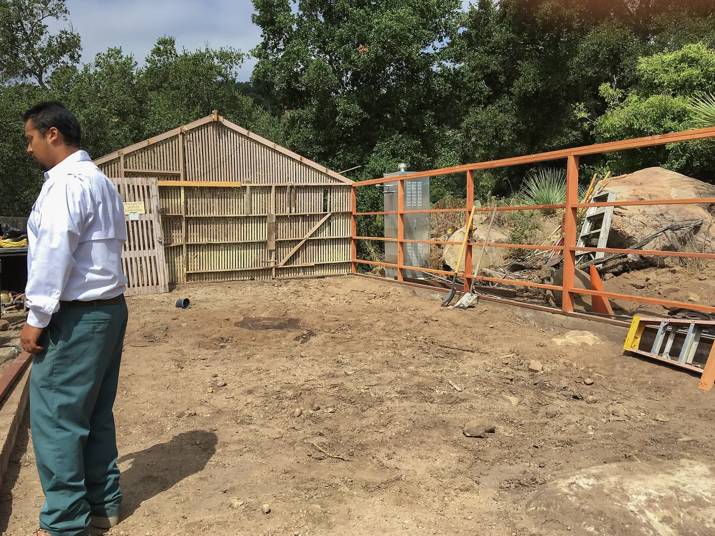 Repair of Garden Growers Lath House, looking towards northwest corner