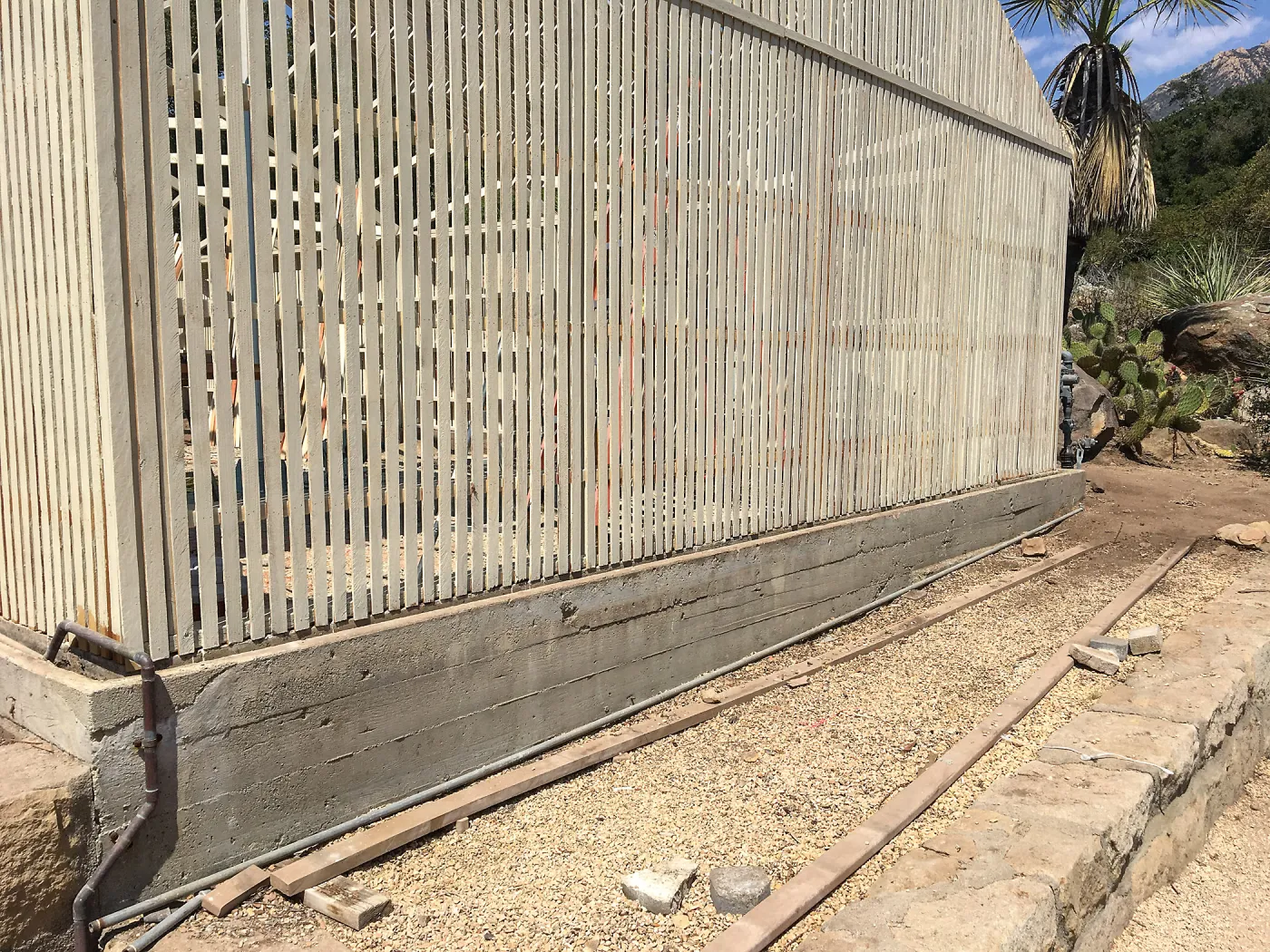 Lath house reconstruction, east wall