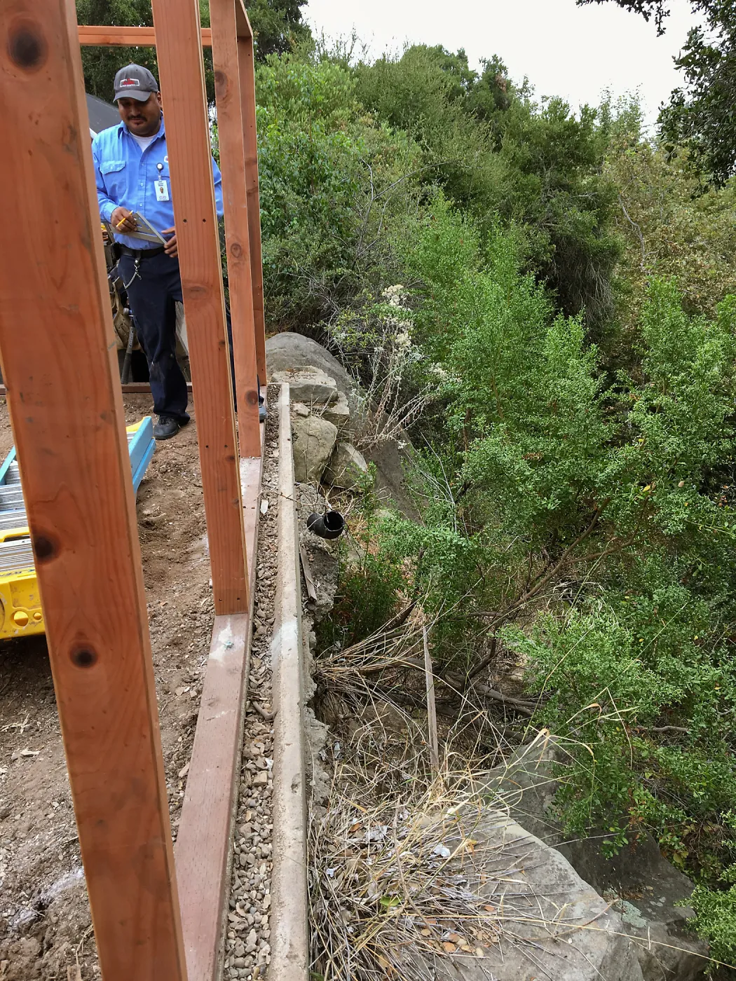 Repair of Garden Growers Lath House, west wall looking south