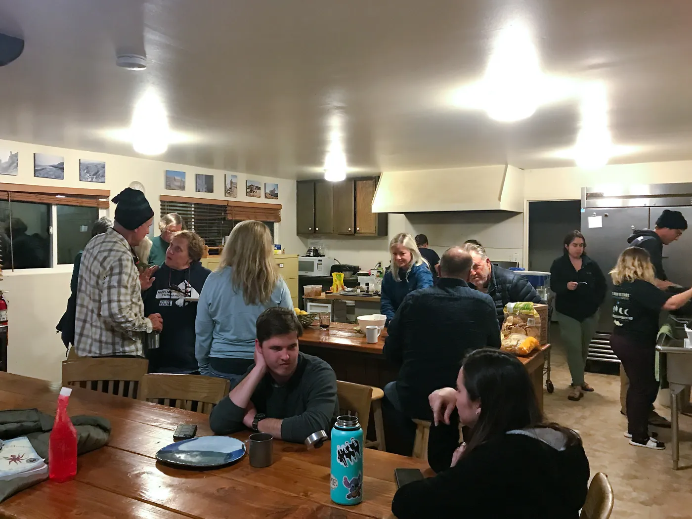 Botanic Garden field trip group and Capstone Project students from CSU Channel Islands, Preparing for dinner, Santa Rosa Island Research Station Lodge Kitchen