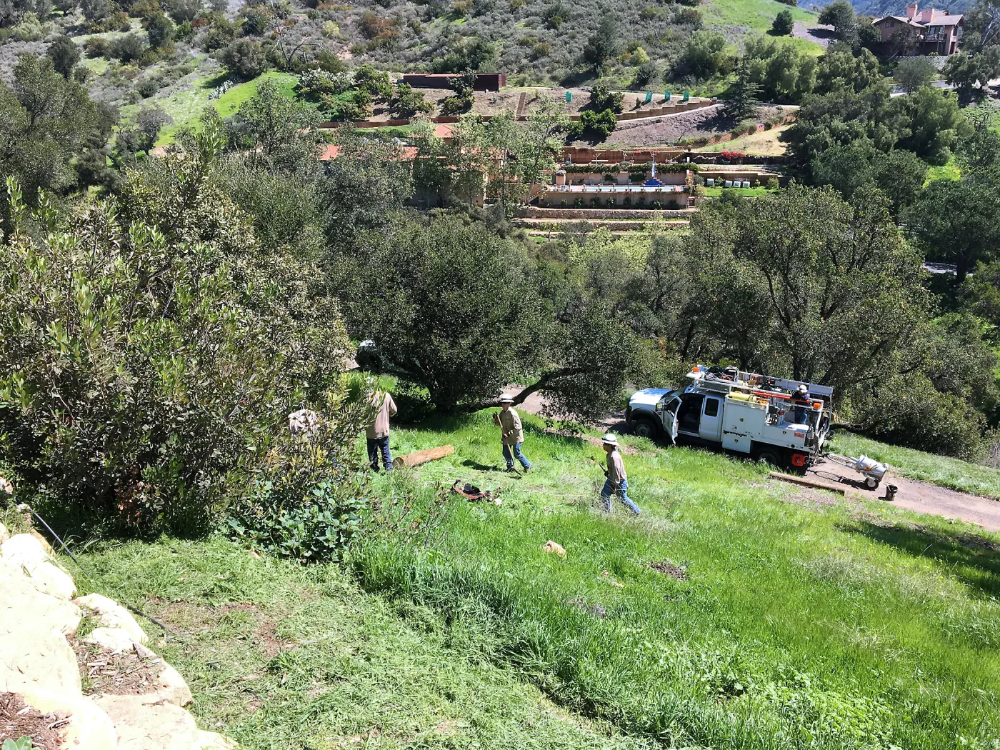 Removing old power pole on east slope of the PCC
