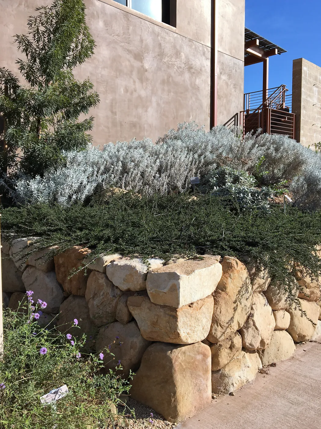 Island View Garden, planters on right side of PCC front door