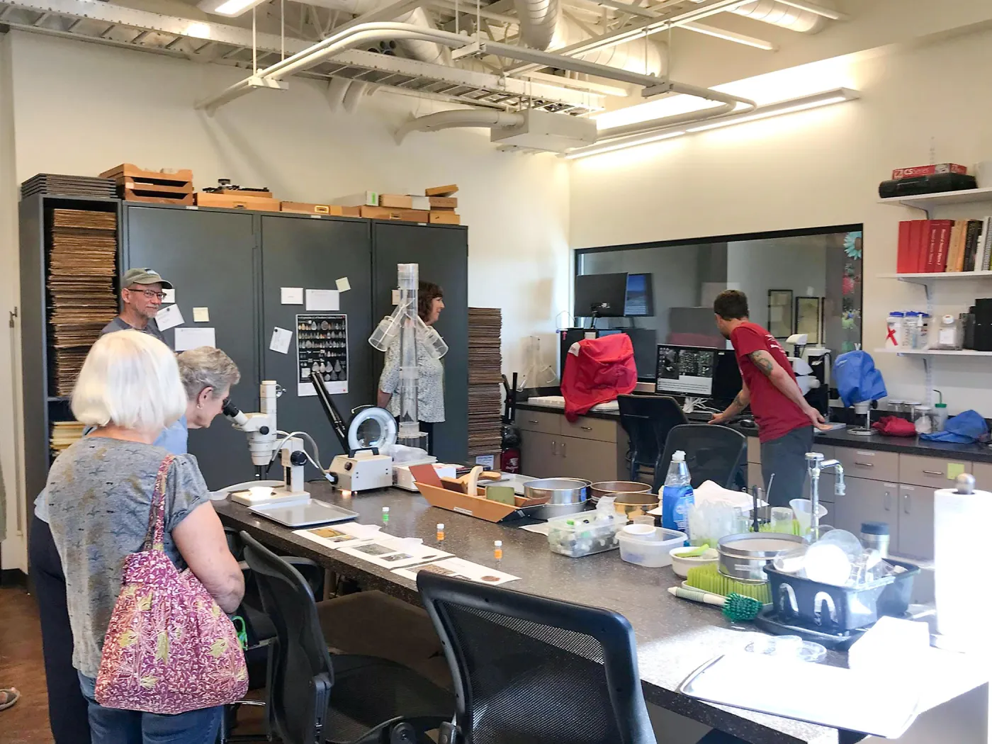 Sean Carson demonstrating in the Multipurpose Lab, Behind the Scenes Pritzlaff Conservation Center Members Only Tour
