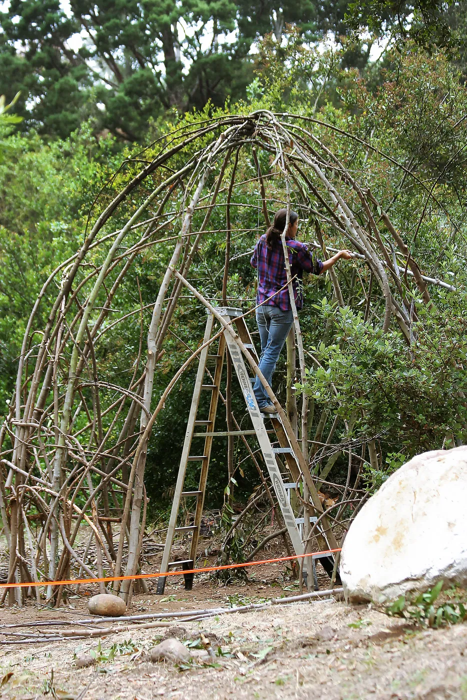 Betsy Lape working on the Woodrat House Casita