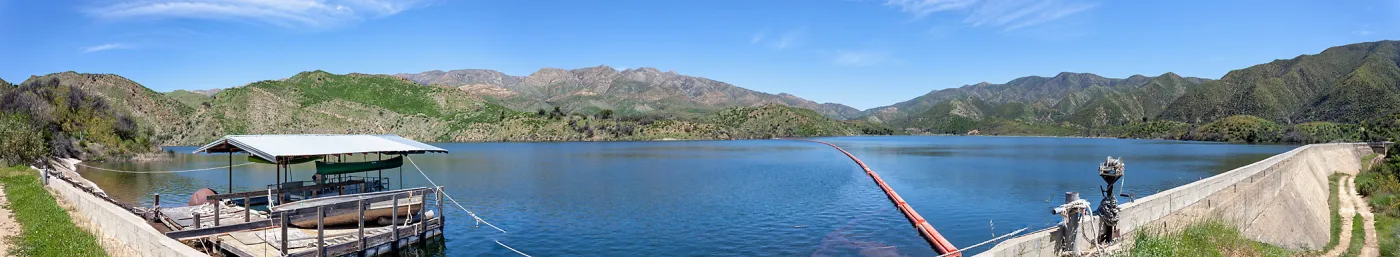 Panorama of Jameson Lake behind Juncal Dam, Jameson Lake, Santa Barbara, California, Thomas Fire Survey - Mapping Recovery project