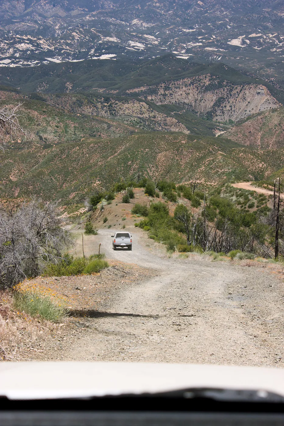 Beginning the descent down Chief Peak Rd, Chief Peak Rd, Ojai, CA, Thomas Fire Survey - Mapping Recovery project
