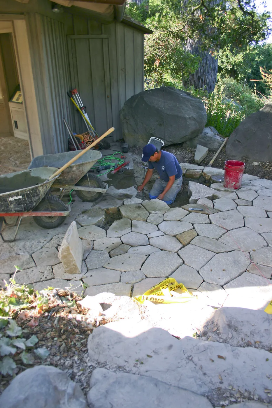 New stone paving at the Information Kiosk