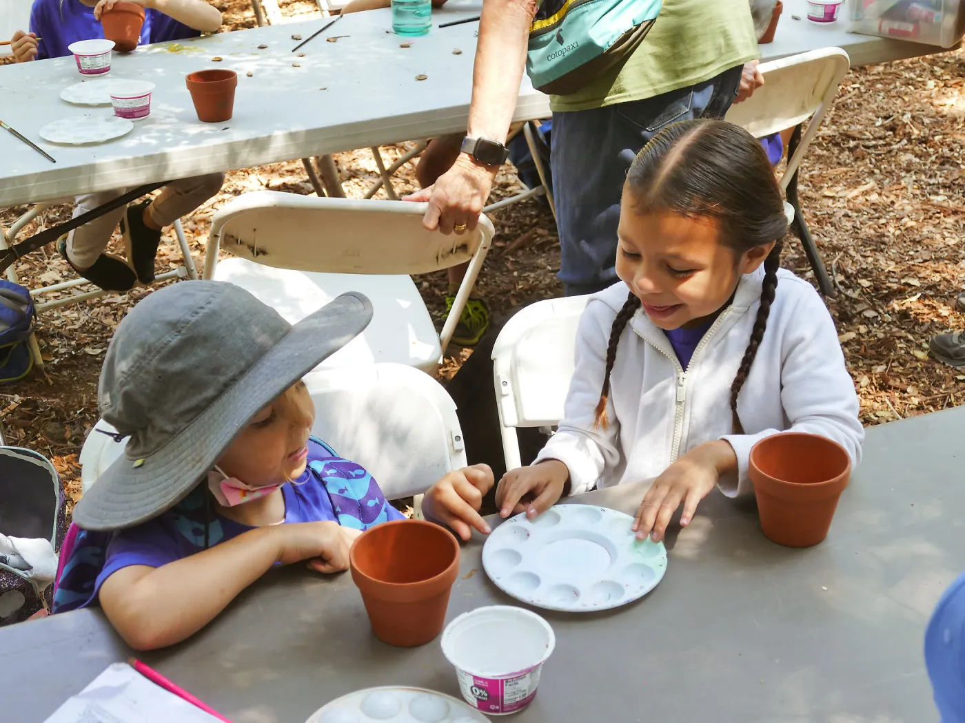 Acorn Adventurers Summer Camp, flower pot decorating activity