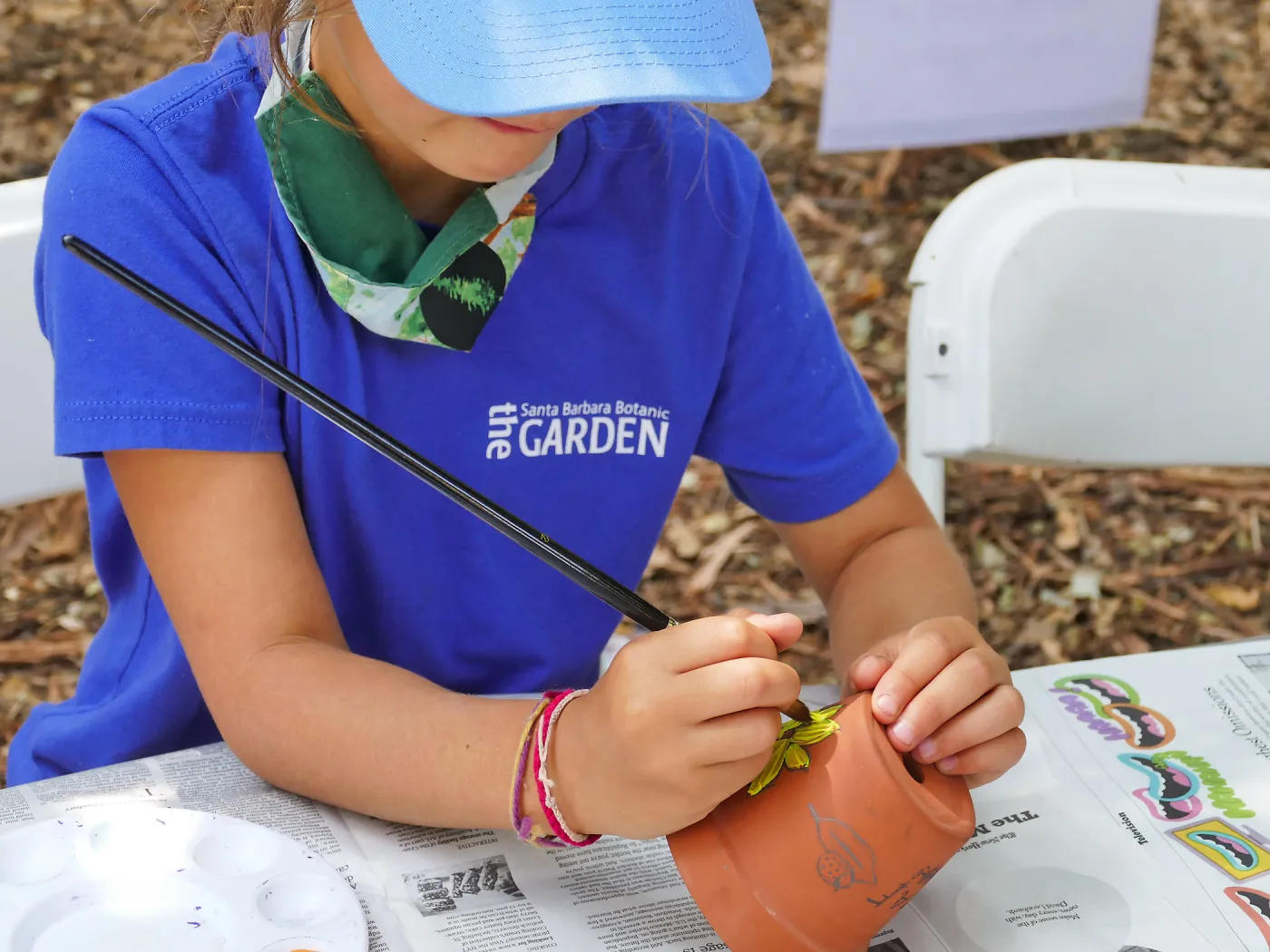 Acorn Adventurers Summer Camp, flower pot decorating activity