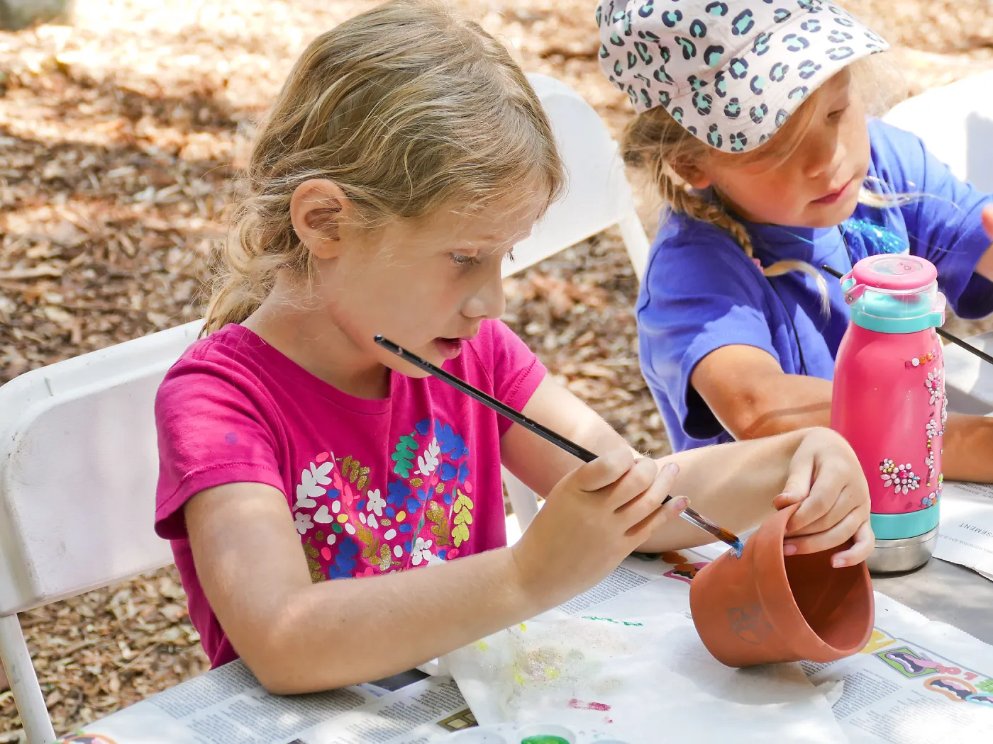 Acorn Adventurers Summer Camp, flower pot decorating activity