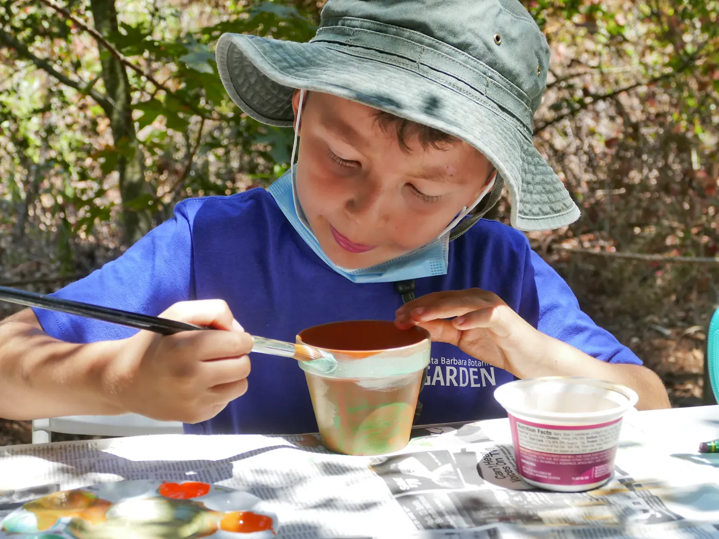 Acorn Adventurers Summer Camp, flower pot decorating activity