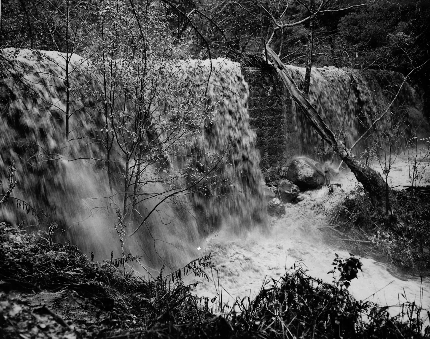 Flood waters over Mission Dam