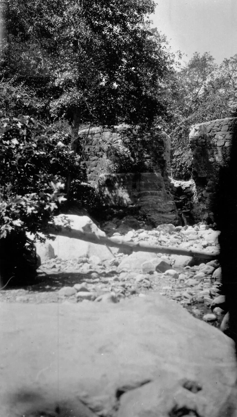 Very early view of Mission Dam with no bridge